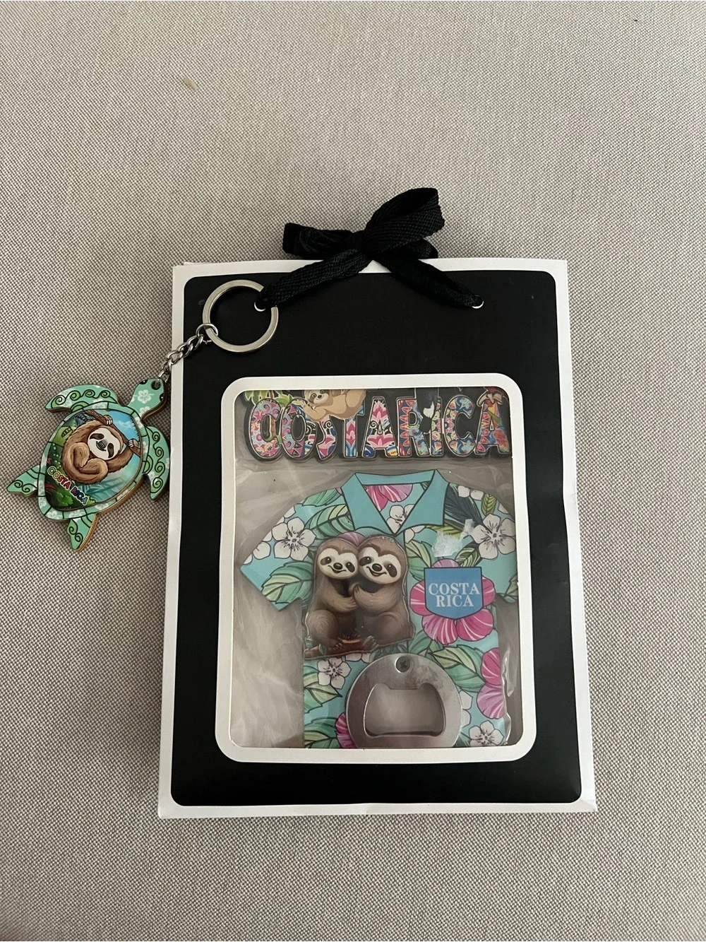 New Costa Rica Souvenir Set Sloth Bottle Opener Turtle Keychain Travel Gift 🦥🐢🇨🇷